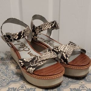 💯 Auth Sam Edelman Retro Wedge Snake skin Sandals/9M